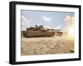 Marines Bombard Through a Live Fire Range Using M1A1 Abrams Tanks-Stocktrek Images-Framed Photographic Print