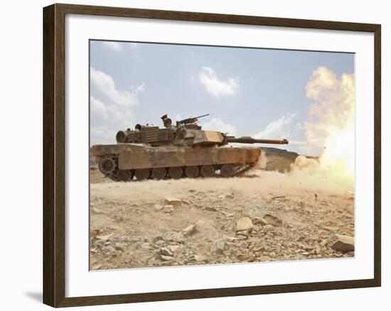 Marines Bombard Through a Live Fire Range Using M1A1 Abrams Tanks-Stocktrek Images-Framed Photographic Print