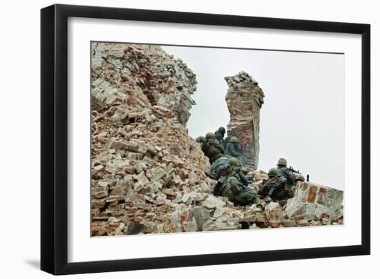 Marines Climbing Ruins-null-Framed Photographic Print