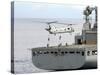 Marines Fast Rope from a CH-46 Sea Knight Helicopter Onto the Flight Deck of USNS Alan Shepard-Stocktrek Images-Stretched Canvas