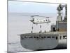 Marines Fast Rope from a CH-46 Sea Knight Helicopter Onto the Flight Deck of USNS Alan Shepard-Stocktrek Images-Mounted Photographic Print