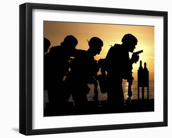 Marines Fire 9mm Handguns on the Flight Deck of USS Peleliu-Stocktrek Images-Framed Photographic Print