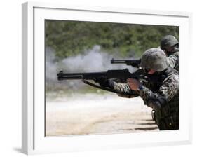 Marines Fire Joint Service Combat Shotguns-Stocktrek Images-Framed Photographic Print