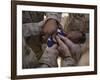 Marines Fold an American Flag after It was Raised in Memory of a Fallen Soldier-Stocktrek Images-Framed Photographic Print