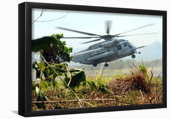 Marines Helicopter (Taking Off) Art Poster Print-null-Framed Poster