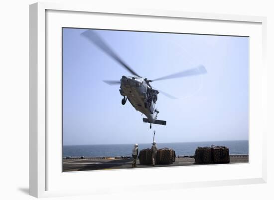 Marines Hook Cargo to an Mh-60S Sea Hawk Helicopter-null-Framed Photographic Print