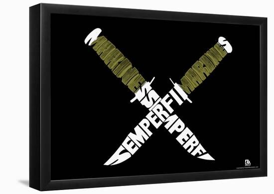 Marines Knives Sempi Fi Text Poster-null-Framed Poster