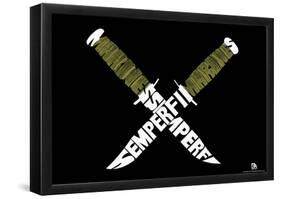 Marines Knives Sempi Fi Text Poster-null-Framed Poster