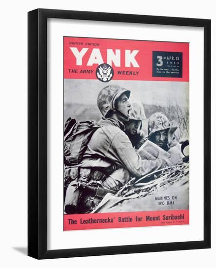 Marines on Iwo Jima', Cover from 'Yank' Magazine, 13th April 1945-null-Framed Giclee Print