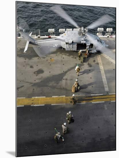 Marines Prepare to Board an MH-60S Sea Hawk Helicopter Aboard USS Peleliu-Stocktrek Images-Mounted Photographic Print