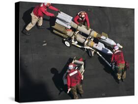 Marines Push Pordnance into Place on the Flight Deck of USS Enterprise-Stocktrek Images-Stretched Canvas