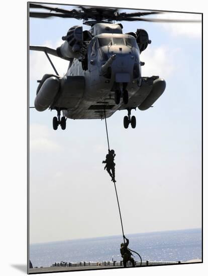 Marines Rappel from a CH-53E Sea Stallion Helicopter-Stocktrek Images-Mounted Photographic Print