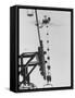 Marines Riding Chair Lift Up to Squaw Peak To Ski Down and Tamp Snow Down for Olympic Events-George Silk-Framed Stretched Canvas