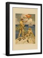 Marines Signaling from Shore to Ships at Sea-Joseph Christian Leyendecker-Framed Art Print