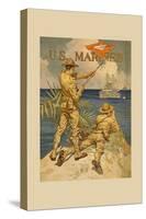 Marines Signaling from Shore to Ships at Sea-Joseph Christian Leyendecker-Stretched Canvas