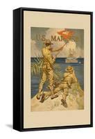 Marines Signaling from Shore to Ships at Sea-Joseph Christian Leyendecker-Framed Stretched Canvas