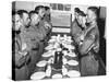 Marines Standing at Attention, before Eating, in the Mess Hall-null-Stretched Canvas