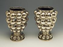 Pair of Chiseled Silver Vases with Embossed Decoration Depicting Embellishment of Palazzo Strozzi-Mario Buccellati-Giclee Print
