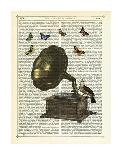 Gramophone, Bird & Butterflies-Marion Mcconaghie-Art Print