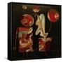 Marionetten (Bunt auf Schwarz) (Marionettes (Colour on Black)), 1930-Paul Klee-Framed Stretched Canvas