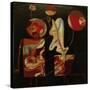 Marionetten (Bunt auf Schwarz) (Marionettes (Colour on Black)), 1930-Paul Klee-Stretched Canvas