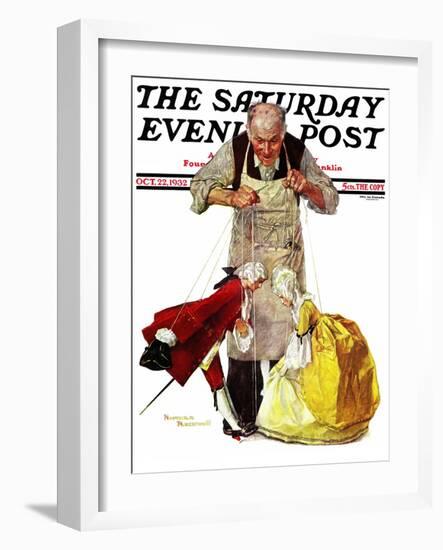 "Marionettes" Saturday Evening Post Cover, October 22,1932-Norman Rockwell-Framed Giclee Print