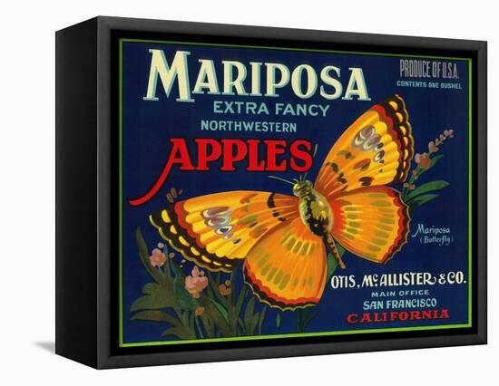 Mariposa Apple Label - San Francisco, CA-Lantern Press-Framed Stretched Canvas