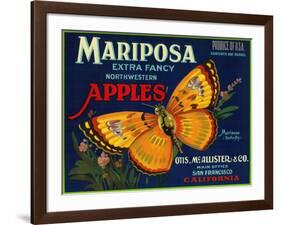 Mariposa Apple Label - San Francisco, CA-Lantern Press-Framed Art Print