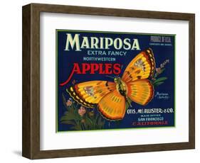 Mariposa Apple Label - San Francisco, CA-Lantern Press-Framed Art Print