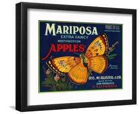 Mariposa Apple Label - San Francisco, CA-Lantern Press-Framed Art Print