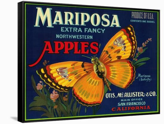 Mariposa Apple Label - San Francisco, CA-Lantern Press-Framed Stretched Canvas