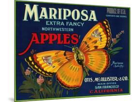 Mariposa Apple Label - San Francisco, CA-Lantern Press-Mounted Art Print