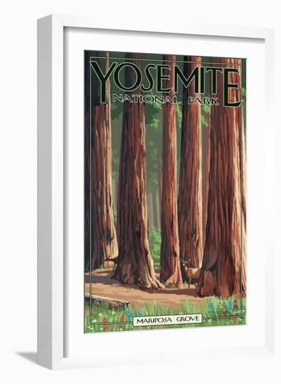 Mariposa Grove - Yosemite National Park, California-Lantern Press-Framed Art Print