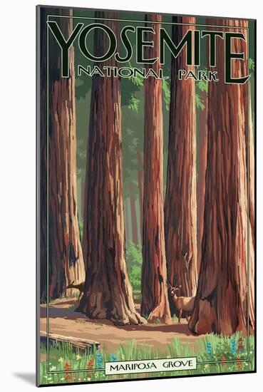 Mariposa Grove - Yosemite National Park, California-Lantern Press-Mounted Art Print