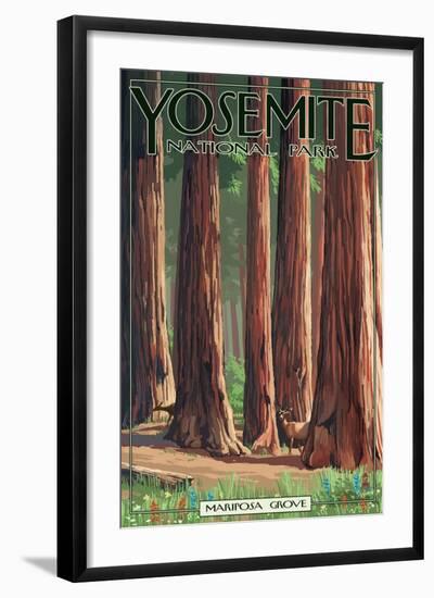 Mariposa Grove - Yosemite National Park, California-Lantern Press-Framed Art Print