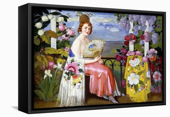 Mariquita and Flowers; Mariquita En Flores, 1930 (Oil on Canvas)-Alfredo Ramos Martinez-Framed Stretched Canvas