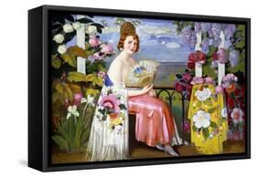 Mariquita and Flowers; Mariquita En Flores, 1930 (Oil on Canvas)-Alfredo Ramos Martinez-Framed Stretched Canvas