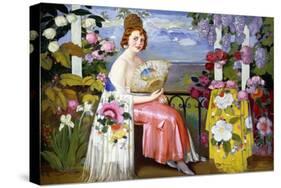 Mariquita and Flowers; Mariquita En Flores, 1930 (Oil on Canvas)-Alfredo Ramos Martinez-Stretched Canvas