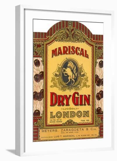 Mariscal Dry Gin Label-null-Framed Art Print