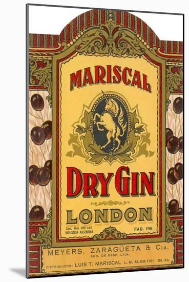 Mariscal Dry Gin Label-null-Mounted Art Print