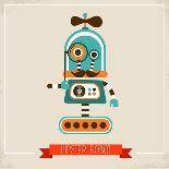 Set Of Cute Vintage Robots-Marish-Art Print