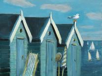 Blue Beach Huts-Marita Freeman-Framed Art Print