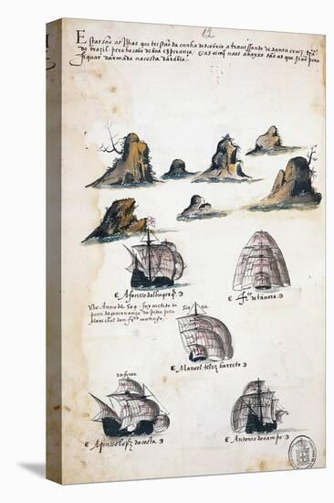 Maritime Expedition in Year 1506, from Livro Das Armadas (Book of Fleets), Portugal, 16th Century-null-Stretched Canvas