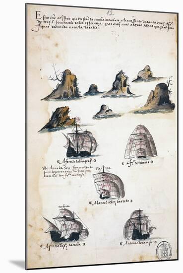 Maritime Expedition in Year 1506, from Livro Das Armadas (Book of Fleets), Portugal, 16th Century-null-Mounted Giclee Print