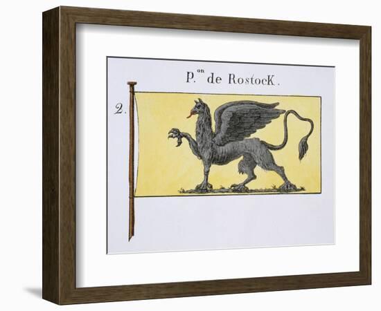 Maritime Flag with Griffin Emblem Denoting de Rostock Crest, from a French Book of Flags, c.1819-null-Framed Giclee Print