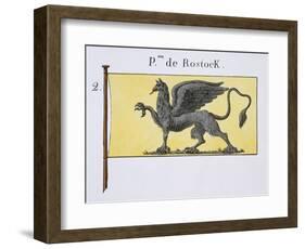 Maritime Flag with Griffin Emblem Denoting de Rostock Crest, from a French Book of Flags, c.1819-null-Framed Giclee Print