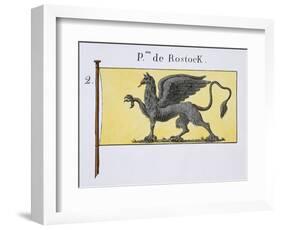 Maritime Flag with Griffin Emblem Denoting de Rostock Crest, from a French Book of Flags, c.1819-null-Framed Giclee Print