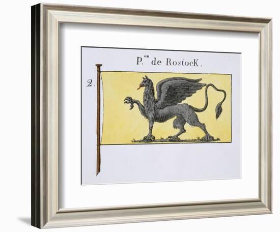 Maritime Flag with Griffin Emblem Denoting de Rostock Crest, from a French Book of Flags, c.1819-null-Framed Giclee Print