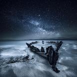 Shipwreck Below the Stars, Glenbeigh, County Kerry, Munster, Ireland-Mariuskasteckas-Framed Stretched Canvas