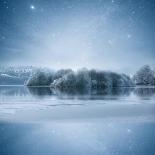 Stars at Night over Frozen Lake, Shercock, Ireland-Mariuskasteckas-Framed Stretched Canvas